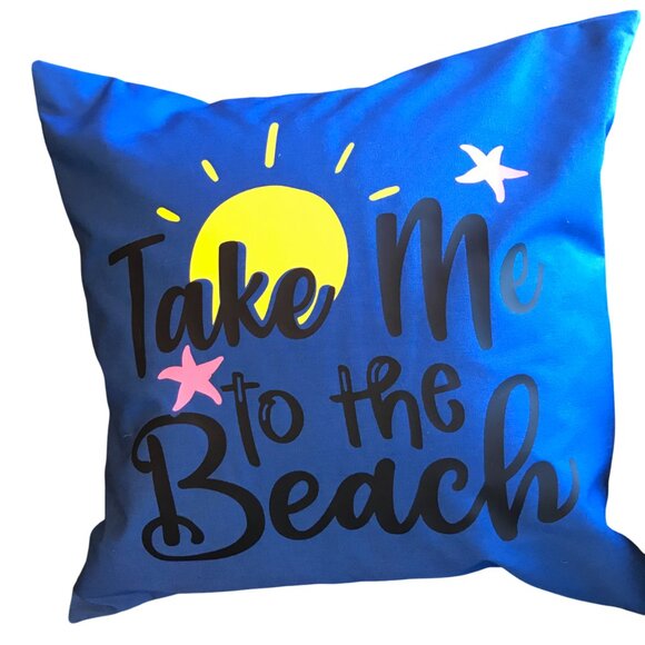 Handmade Beach Pillow Cover: Whimsical Ocean Décor, Eco Friendly, 18 x 18 inches - Picture 1 of 9